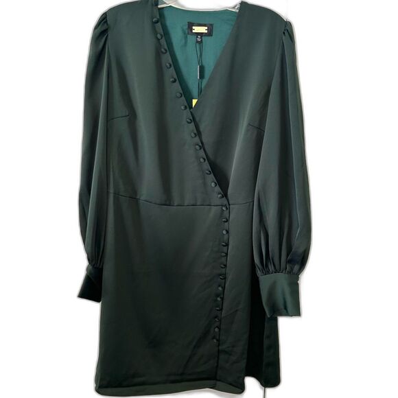 NWT Alexia Admor Women's Emerald Green Balloon Sleeved Dress in Size 10 - Picture 1 of 14